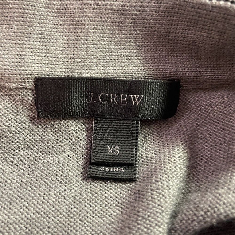 J Crew Cardigan Sweater Harlow Gray Black Merino Wool Velvet Button Front Sz XS - Picture 8 of 11